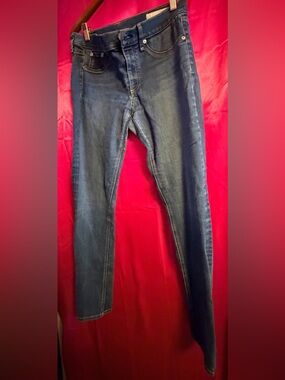 rag & bone Dark Blue Denim Jeans with Gold Stitching